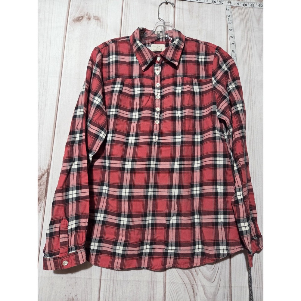 Levi's Shirt Womens Large Red Plaid Flannel Long Sleeve Button Up Casual Top